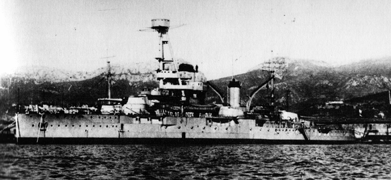 <i>Ocean</i> (ex-<i>Jean Bart</i>) static training ship at Toulon WW2