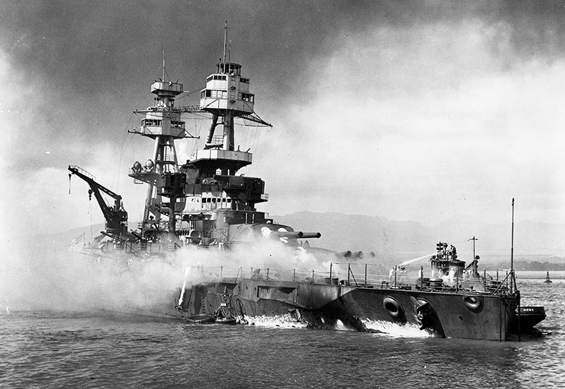 <i>Nevada</i> burning at Pearl Harbor 7.12.1941